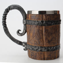 Load image into Gallery viewer, Wooden barrel Stainless Steel Resin 3D Beer Mug Goblet Game Tankard Coffee Cup Wine Glass Mugs 650ml BEST GOT Gift